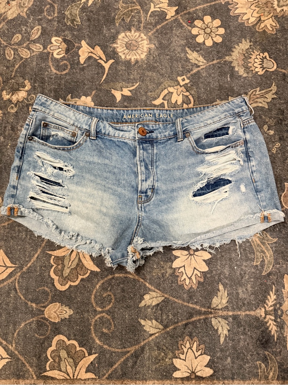 American Eagle Outfitters Light Wash Ripped Denim Shorts